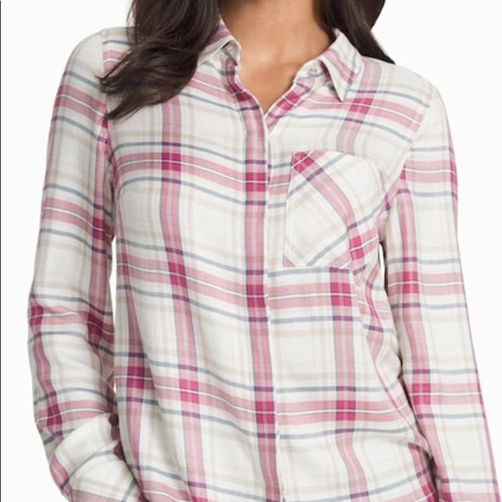 WHBM soft plaid button-up shirt